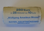 1 Originalrolle a 25 Münzen zu 10 Euro Wolfgang Amadeus Mozart Jahrgang 2006