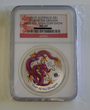 AUSTRALIEN 1 OZ SILBER LUNAR II DRACHE, Brisbane ANDA Coin Show