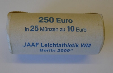 1 Originalrolle a 25 Münzen zu 10 Euro IAAF Leichtathletik WM Berlin 2009