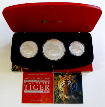 AUSTRALIEN LUNAR II TIGER 2010, 3-Coin-Set