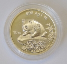 China Panda 1 Unze Silber 1999 Jahreszahl klein mit Unterstrich