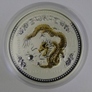 AUSTRALIEN LUNAR I DRACHE 1 Oz SILBER 2000 gilded